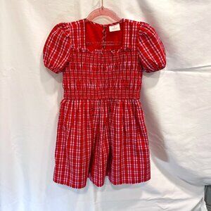 Crewcuts Girls Red Plaid Smocked Holiday Dress Size 6 – Puff Sleeve Christmas